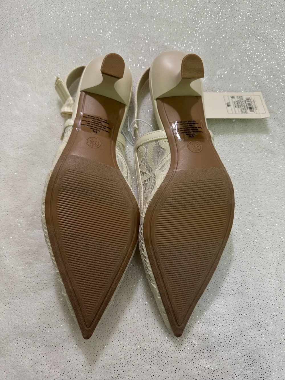 A NEW DAY Cream Milan Lace Slingback Kitten Heels